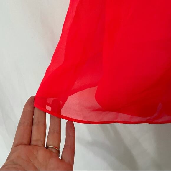 Hailey Logan Neon Orange Prom Dress Womens 4 Short Draped Barbie Mini Rhinestone - Picture 9 of 9